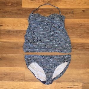 Maternity blue/teal bathing suit, 2X